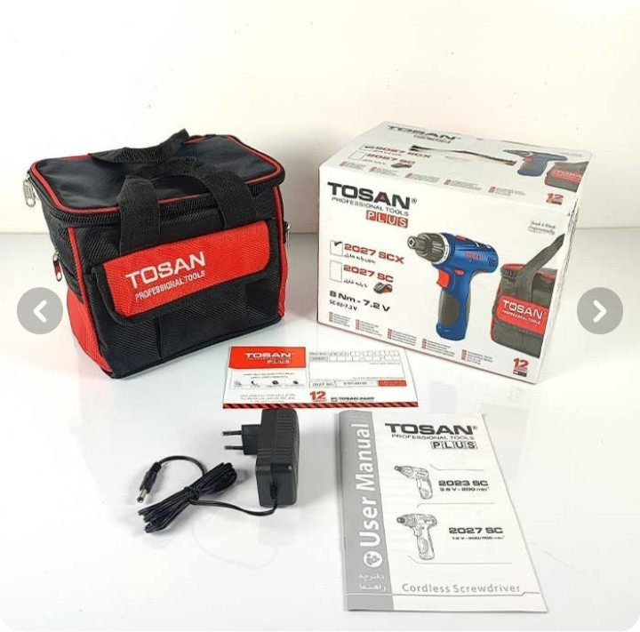 دریل پیچ گوشتی شارژی توسن مدل 2027SCX Tosan cordless screw driver 2027 SCX