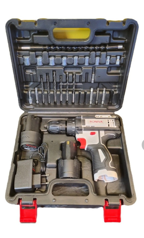 دریل شارژی ۱۲ ولت دو باطری با لوازم رونیوا مدل RV-1200