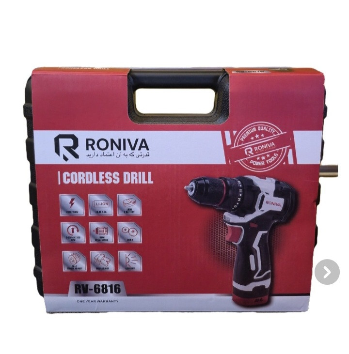 دریل شارژی براشلس ۱۶/۸ ولت رونیوا مدل RV-6816 RONIVA