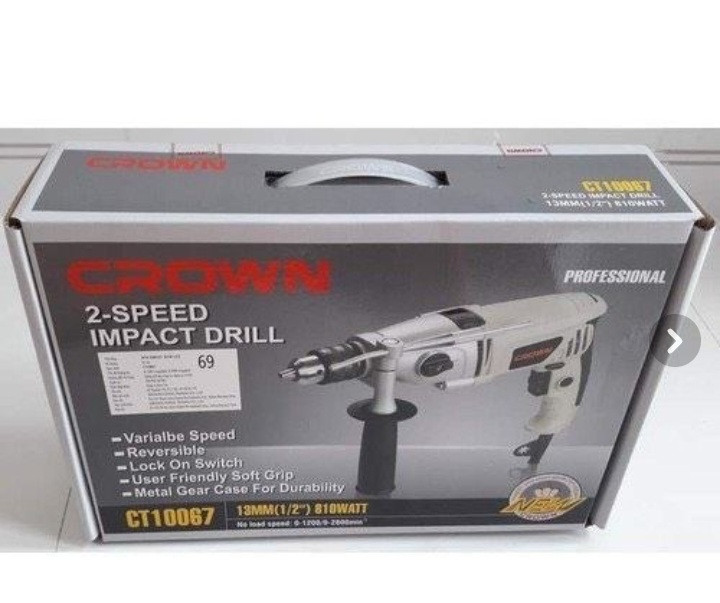 دریل گیربکسی برقی 13 میلیمتر 810 وات کرون مدل CT10067 ( سه نظام آچار خور