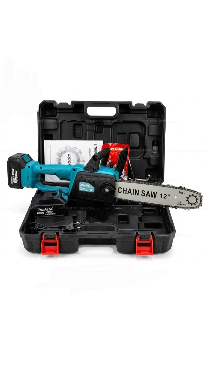 اره زنجیری شارژی 12 اینچ(۳۰ سانت)دو باتری براشلس طرح ماکیتا مدل makita M14